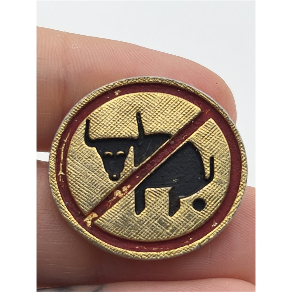 Vintage No Bull Sh*t JDK Gold Tone Funny Lapel Hat Pin